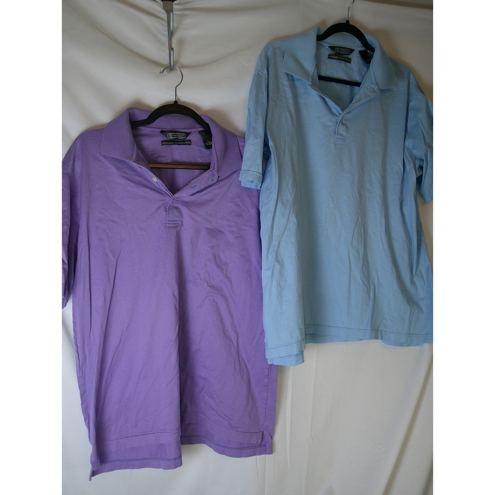 Lot 2 Mens Pro Tour Mercerized Cotton Polo Shirts‎ Purple Light Blue Large L